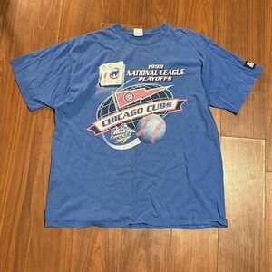 Vintage Starter Chicago Cubs 1998 National League Playoff Blue Shirt Sz Men's XL